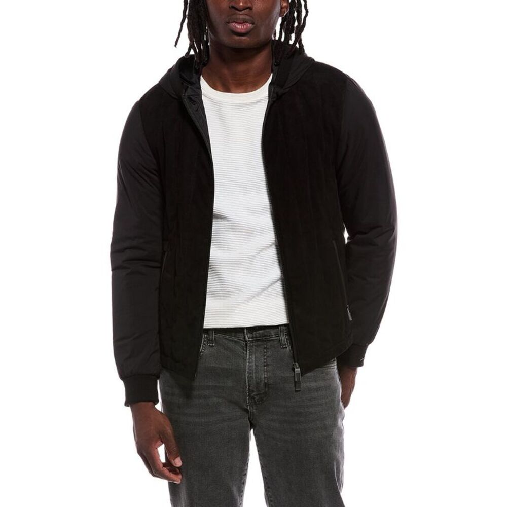 Canali Mens  Leather-Trim Jacket